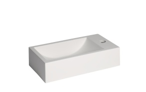 Cast stone sink Austin right, 408x227x100 mm, mat white