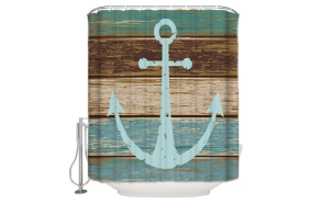 textile shower curtain Anchor 183x200 cm, white curtain rings included