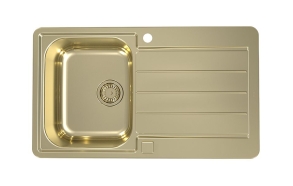 stainless steel basin LINE 20 MONARCH, 86x50 cm, waste 3 1/2´´, gold finish. Drain is included.