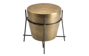Round drum shape side table, gold