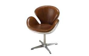 Vintage leather and aluminum armchair