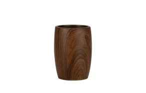 brown wood effect toothbrush holder 8x11 cm