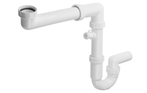 Space-saving kitchen sink trap with dishwasher connection 6/4", DN40, white