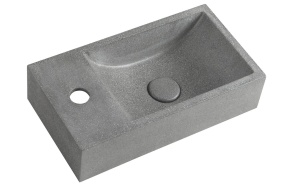 CREST L concrete washbasin including waste, 40x22 cm, black granite