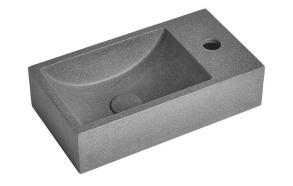 CREST R concrete washbasin including waste, 40x22 cm, black granite