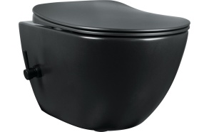 rimless wall hung toilet Free with integrated bidet faucet, mat black