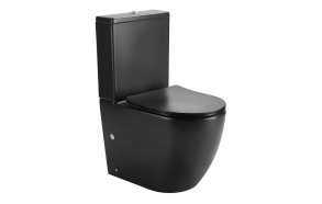 rimless wc set Pacho, universal trap, dual flush + soft close seat cover, mat black (2 packs)