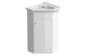 cabinet w basin ,corner mount, white high gloss MDF