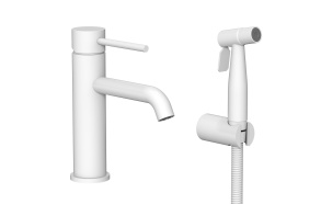 basin mixer with bidet Cherry, mat white