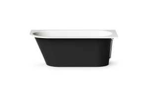 Cast stone bath VARIO L "A" 168x75cm, Glossy Alpine White / Glossy Black