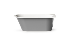 Cast stone bath VARIO L "AB" 168x75cm, Glossy Alpine White / Glossy Grey