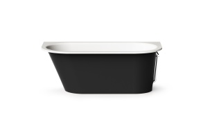 Cast stone bath VARIO L "AD" 168x75cm, Glossy Alpine White / Glossy Black