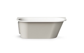 Cast stone bath VARIO L "BC" 168x75cm, Glossy Alpine White / Glossy Smoke