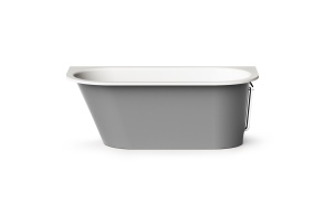 Cast stone bath VARIO M "AD" 158x75cm, Glossy Alpine White / Glossy Grey