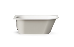 Cast stone bath VARIO M "B" 158x75cm, Glossy Alpine White / Glossy Smoke