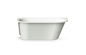 Cast stone bath VARIO M "BC" 158x75cm, Glossy Alpine White / Glossy Fog