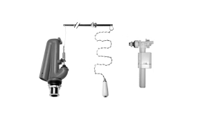 High cistern flush valve with siphon, float 352 and chain wall guide, bronze