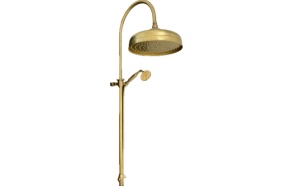 rain shower set with hand shower , raw brass, 20 cm top shower