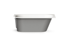 Cast stone bath VARIO M "C" 158x75cm, Glossy Alpine White / Glossy Grey