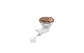 closable bottom valve for kitchen sink without overflow diam 90 mm, brushed copper