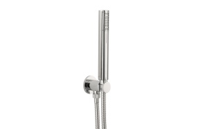 Wall water outlet with support,flexible and brass hand shower, chrome