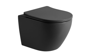 rimless vortex wall hung wc Pacho  + soft close seat cover, mat black