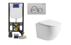 set: GR5003+GP7003 (mat chrome) + wall hung wc white + soft close seat and cover