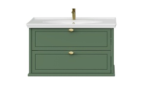 Antik Basin Cabinet with drawers 100 cm, green + basin AN101
