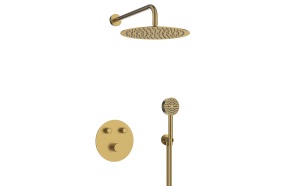 built in shower mixer Tulip, 2 outlets, brushed gold PVD