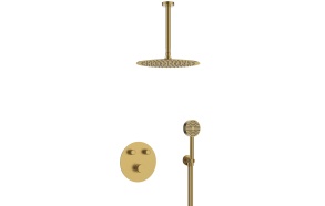 built in shower mixer Tulip, 2 outlets, brushed gold PVD
