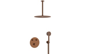 built in shower mixer Tulip, 2 outlets, brushed rose gold PVD