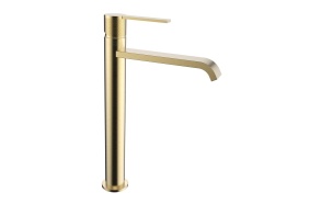 high basin mixer Tulip, brushed gold PVD