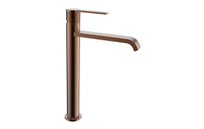 high basin mixer Tulip, brushed rose gold PVD