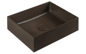 FORMIGO concrete washbasin, 47,5x13x36,5 cm, brown, with plug