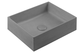 FORMIGO concrete washbasin, 47,5x13x36,5 cm, gray, with plug