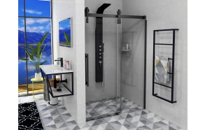 VOLCANO BLACK Shower Door 1600 mm, clear glass