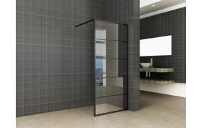 Horizon walk-in shower matt black grid 8mm NANO 800x2000