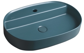 INFINITY OVAL Countertop Washbasin, 60x40 cm, green Petrol matt