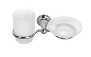 DIAMOND soap dish holder, frosted glass, chrome