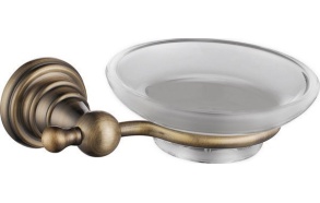 DIAMOND soap dish holder, frosted glass, bronze