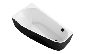 PROJEKTA L MONOLITH Corner Bath 156x77x60cm, white/black
