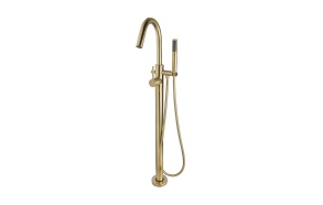 Caral freestanding bath mixer set, brushed brass