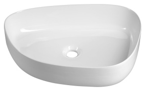 Counter top ceramic washbasin, 55x42cm, white
