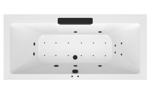 CASCATA Whirlpool Bath, 185x85x45cm, Black Cascade Spout, Active Hydro-Air, chrome