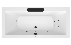 CASCATA Whirlpool Bath, 185x85x45cm, Black Cascade Spout, Attraction Hydro, chrome
