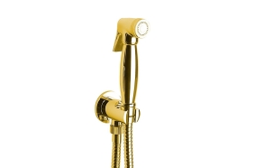 Bidet spray, classic, hose and handshower holder with shower connection, gold