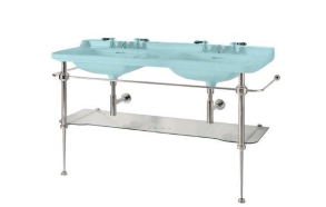 WALDORF construction for double washbasin 150cm with glass shelf, chrome