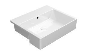 poolsüvistatav valamu KUBE X 55x47cm,  ilma segistiavata,  valge ExtraGlaze