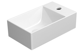 KUBE X Ceramic Washbasin 40x23 cm, right/left, white ExtraGlaze