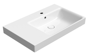 valamu NUBES 80x50cm,  L,  valge ExtraGlaze